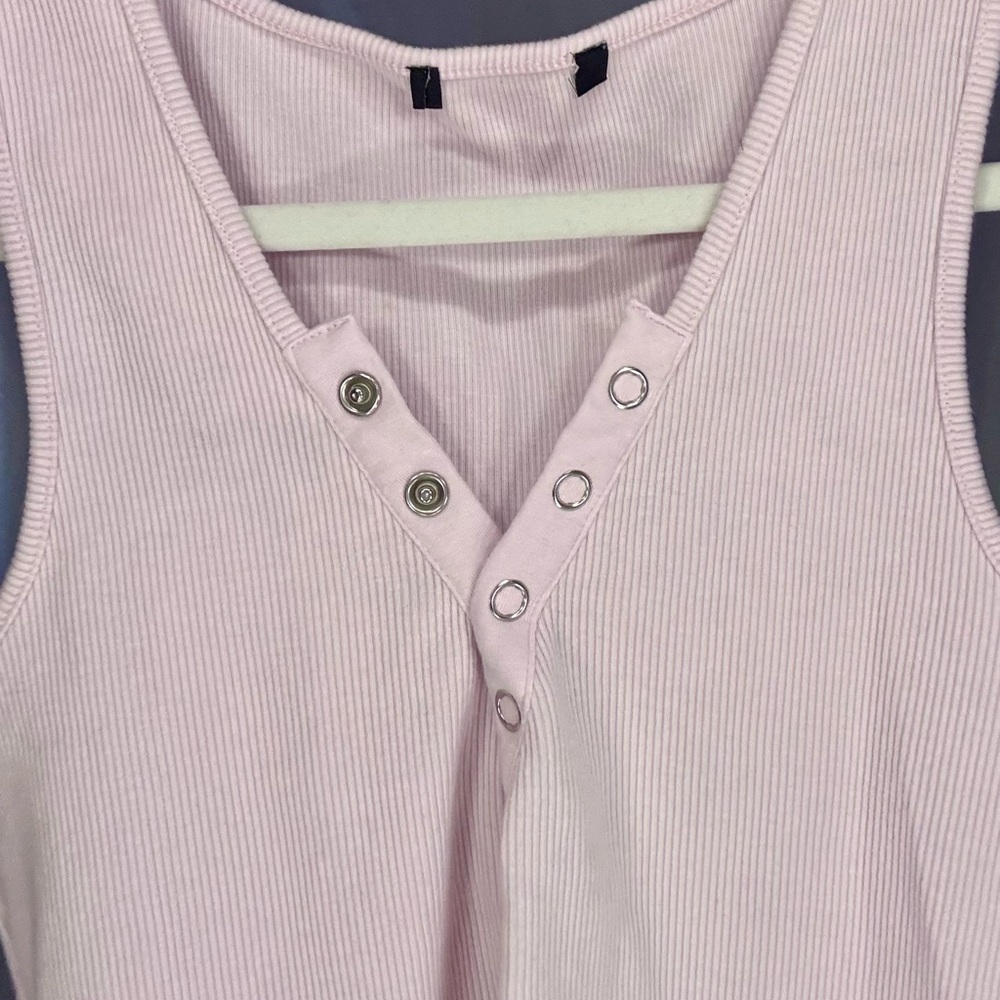Pink Sleeveless Ribbed Top - Picture 4 of 6